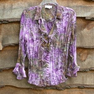 Dressbarn Button Down Crinkle Shirt
